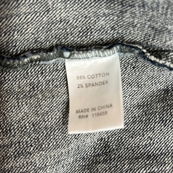 Territories denim jacket 3/4 sleeve crop contrast stitch pockets button front M - Picture 7 of 12